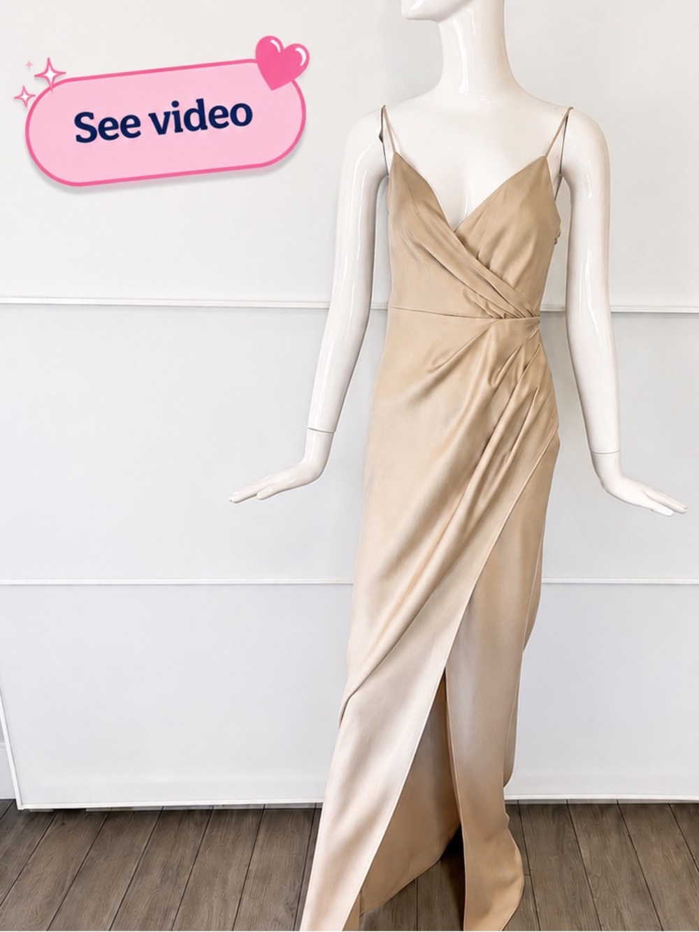 💎 BHLDN NWT Champagne Ivory Beige Wrap High Slit Maxi Formal Bridal Dress Sz 2